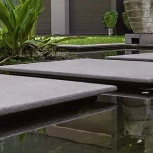 raven granite pool coping bullnose tiles, grey coping tiles, dark coping tiles, black granite pool coping by stone pavers australia, pool steppers