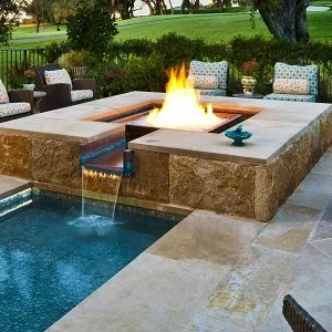 Antique Tumbled Travertine Coping Tiles, beige pool coping pavers, cream tiles, stone pavers melbourne and sydney